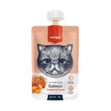 Wanpy Tasty Meat Paste Pouch Salmon, Chicken & Carrot for Cats (90gm)