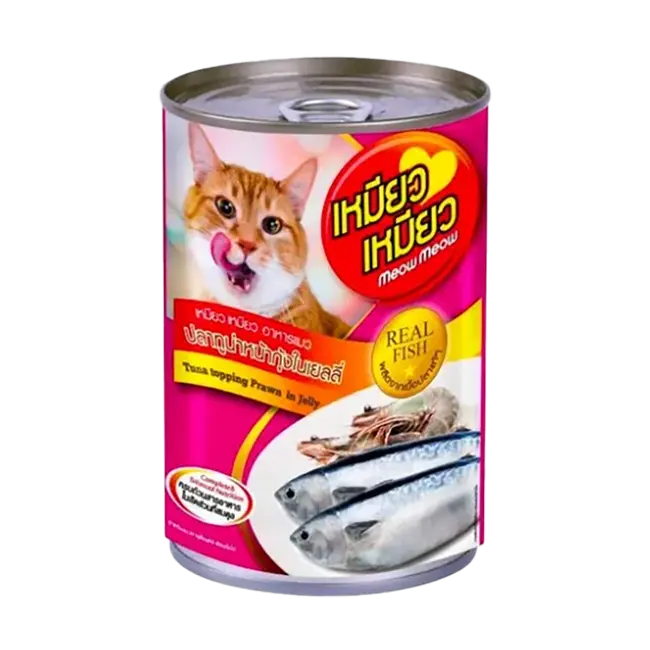 Meow Meow Can Tuna Topping Prawn in Jelly Cat Wet Food (400gm)