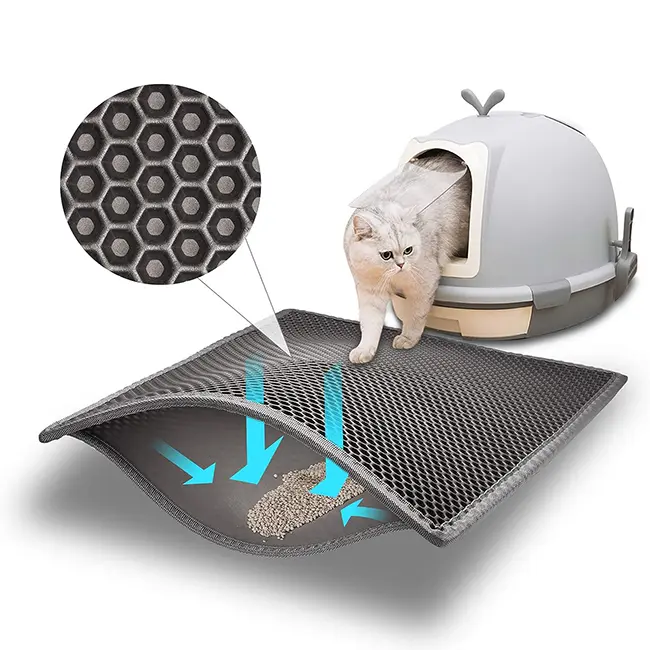 Cat Litter Mat Double Layer Waterproof Urine Proof Trapping Mat (75x55cm)