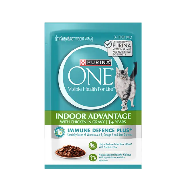 PURINA ONE Adult Indoor Advantage with Chicken in Gravy Wet Cat Food Pouch (70gm)