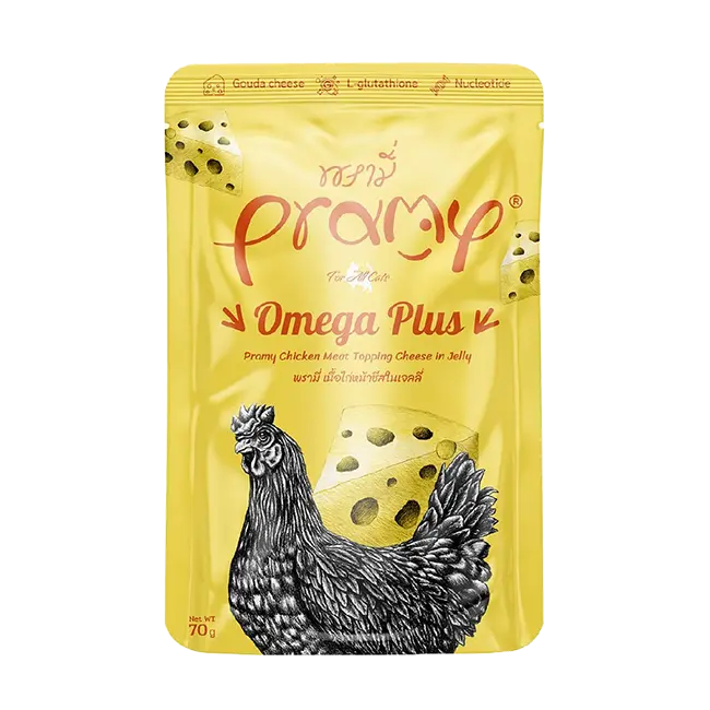 Pramy Omega Plus Chicken Topping Cheese in Jelly Pouch (70gm)