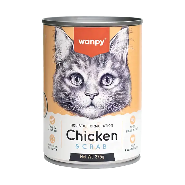 Wanpy Holistic Formulation Wet Food Can Chicken & Crab for Adult Cat (375gm)