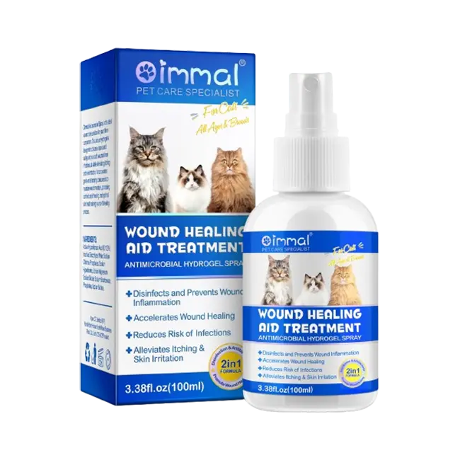 Oimmal Cat Wound Healing Aid Treatment Antimicrobial Hydrogel Spray (100ml)