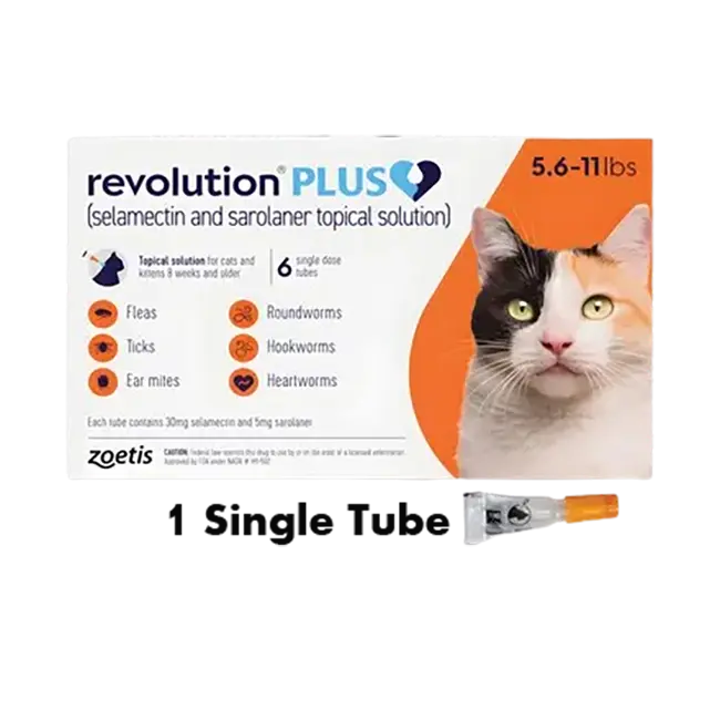 Revolution Plus SpotOn Solution for Cats (2.6kg-5kg, 1Tube)