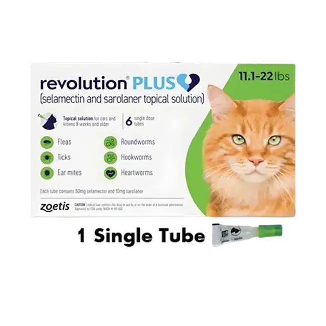 Revolution Plus SpotOn Solution for Cats (5.1kg-10kg, 1Tube)