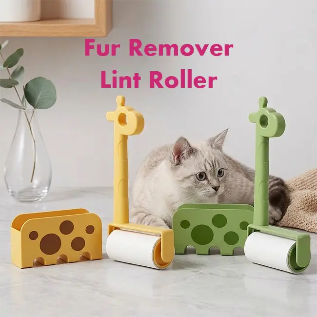 Giraffe Shape Pet Reuseable Hair Removal Lint Roller Cat Dog (Random Color)