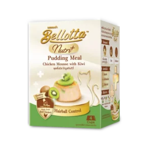 Bellotta Nutri+ Pudding Meal Chicken Mousse with Kiwi Hairball Control for All Cats (25gm x 4cups)