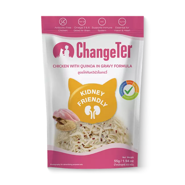 ChangeTer Kidney Friendly Wet Cat Food Pouch Chicken with Quinoa in Gravy (55gm)