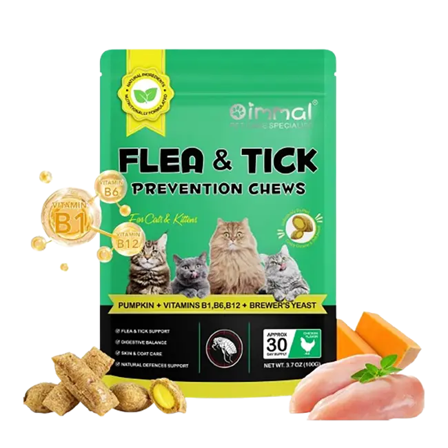 Oimmal Flea & Tick Prevention Chews Treats for Cats (100gm)