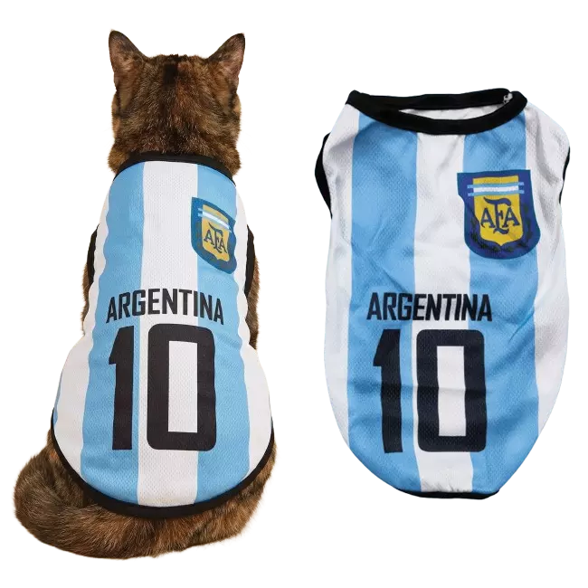 Pet Cat Dog Jersey Argentina Soccer Football Messi Number 10 Fifa WorldCup (No Exchange)