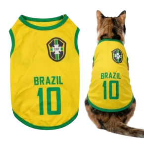 Pet Cat Dog Jersey Brazil Soccer Football Neimar Number 10 Fifa WorldCup (No Exchange)