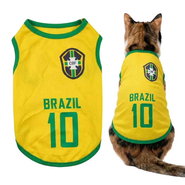 Pet Cat Dog Jersey Brazil Soccer Football Neimar Number 10 Fifa WorldCup (No Exchange)