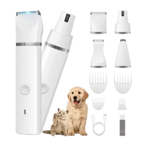 Professional 4in1 Low-Noise Splashproof Pet Cat Dog Body Paw Grooming Trimming Shaving & Nail Grinder Kit