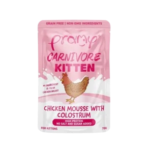 Pramy Carnivore Chicken Mousse with Colostrum Wet Food Pouch for Kittens (70gm)