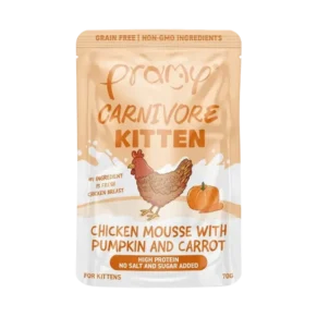 Pramy Carnivore Chicken Mousse with Pumpkin & Carrot Wet Food Pouch for Kittens (70gm)